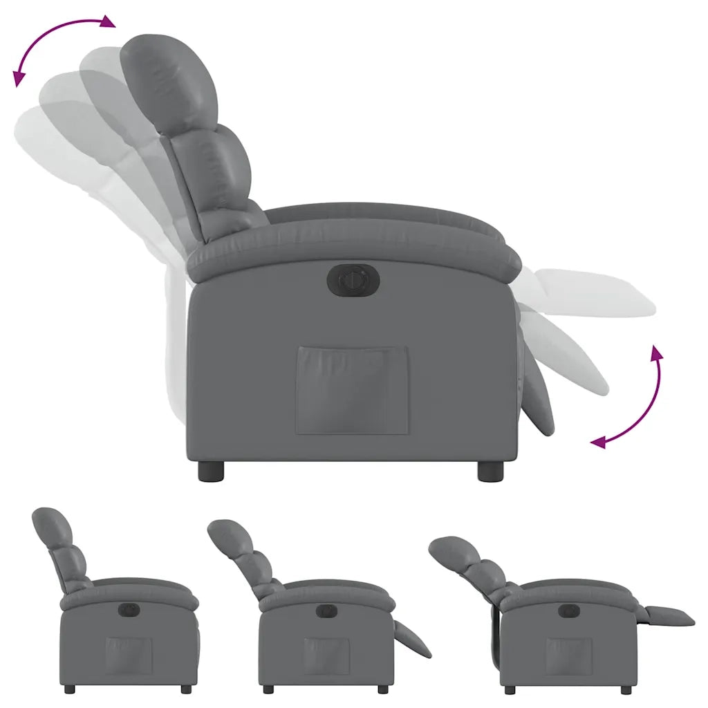 Poltrona | Sedia Relax Reclinabile Elettrica Grigia in Similpelle