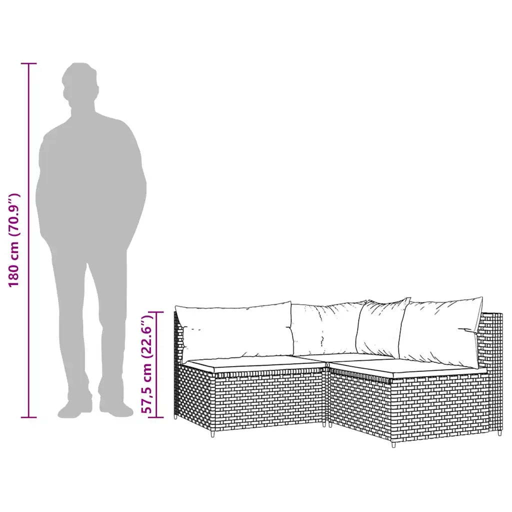 Set Mobili da Giardino 3 pz con Cuscini in Polyrattan Marrone CFW3196160