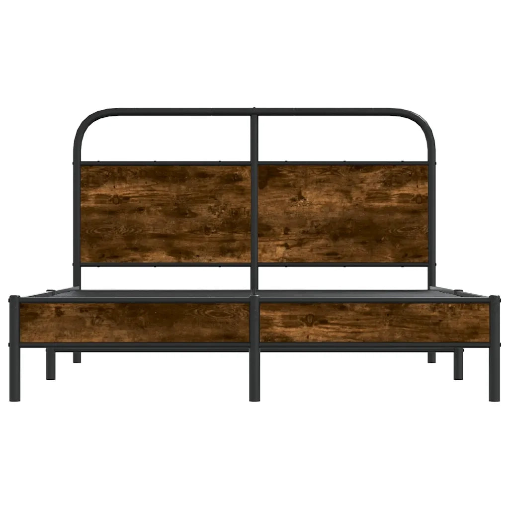 Letto matrimoniale | Letto per adulti | Giroletto senza Materasso Rovere Fumo 120x190 cm in Truciolato