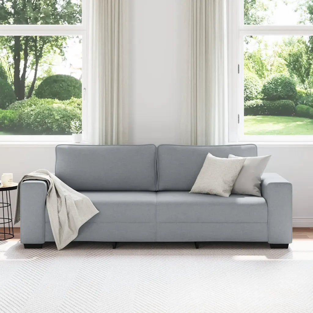 Divano a 3 Posti Grigio Chiaro 220x77x82 cm in Tessuto 4105176