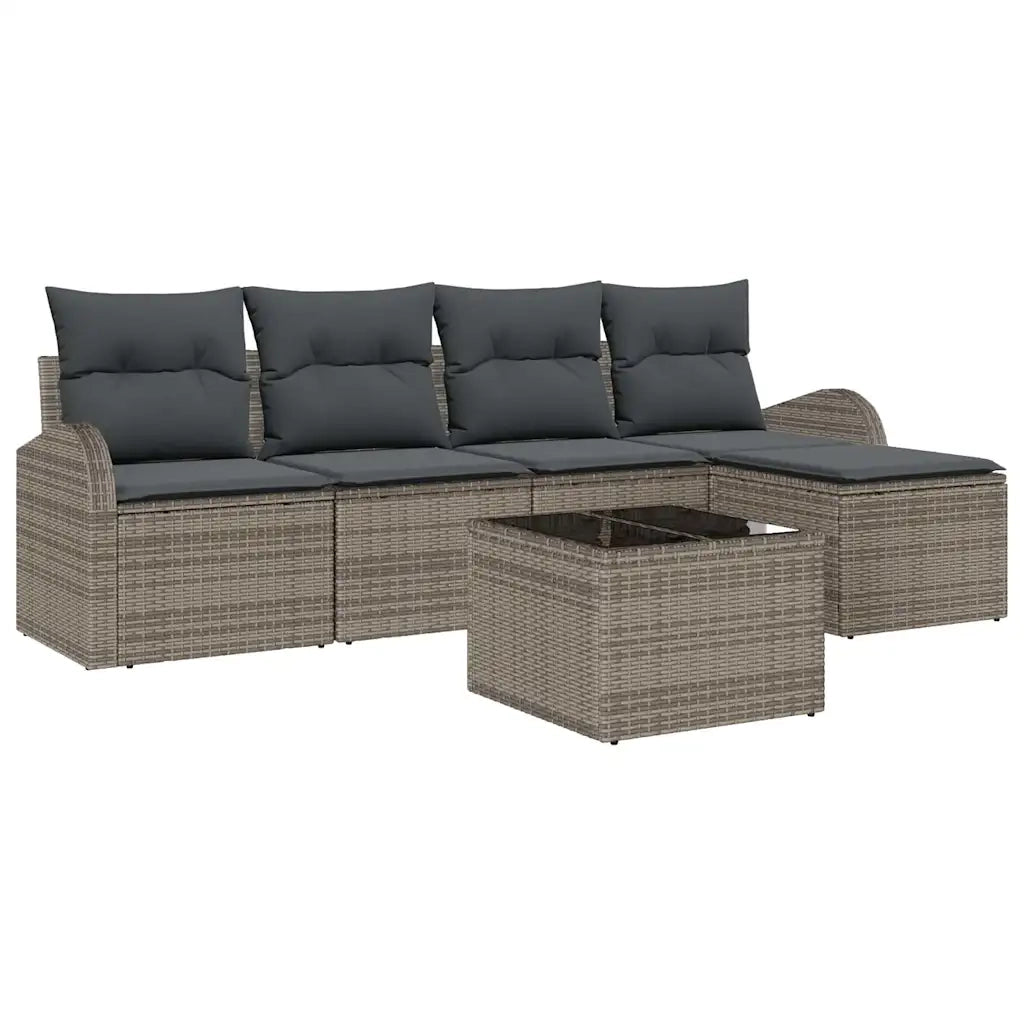 Set di divani con cuscino 6 pcs Grigio polyrattan