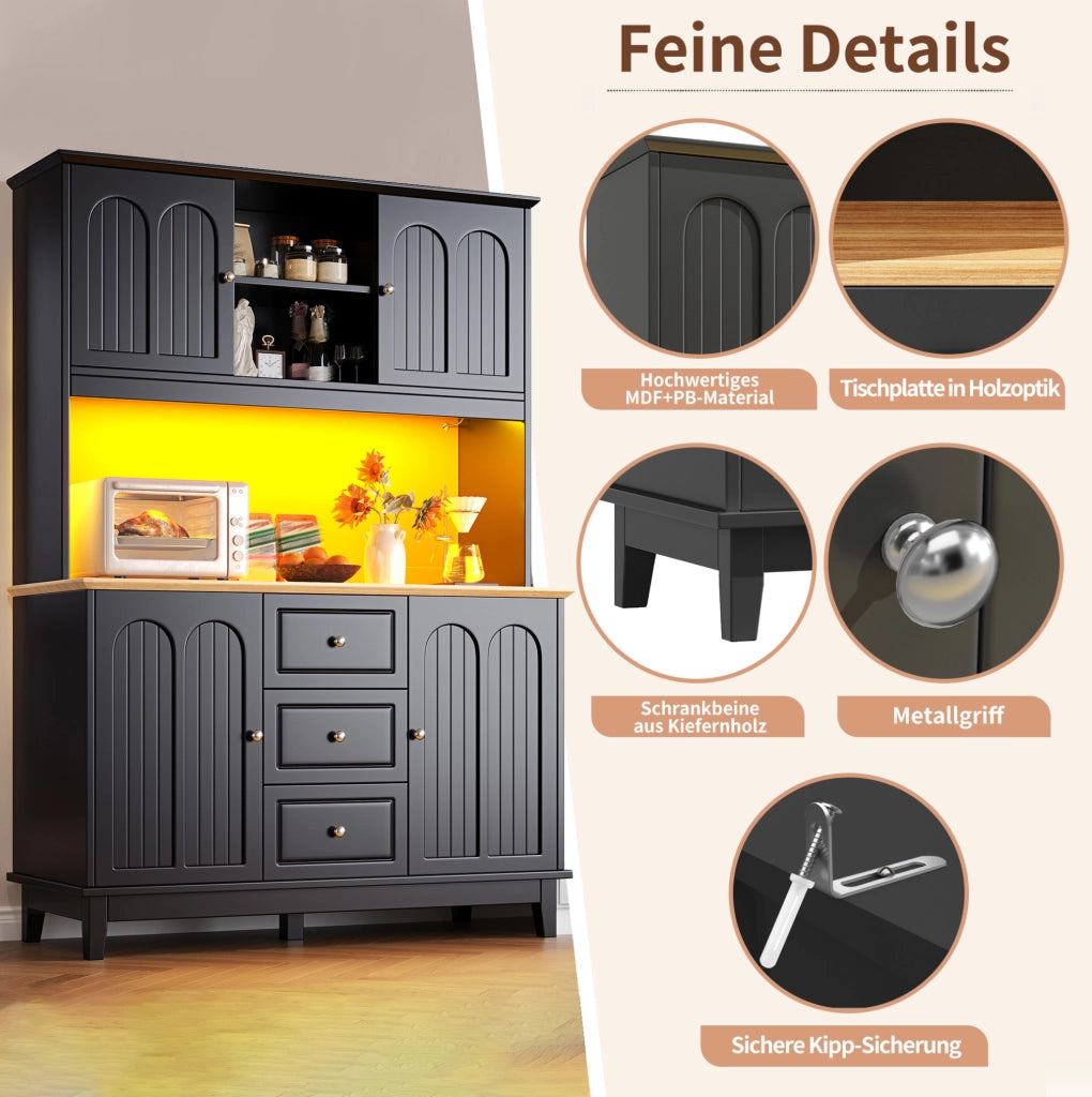 ARMADIO ALTO LED 120x40x180 cm MDF Nero/Naturale