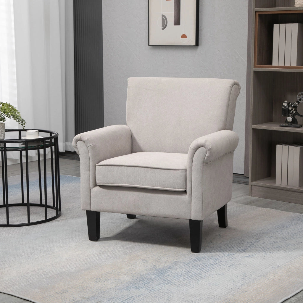 Poltrona in Legno e Tessuto ¨C Minimal ¨C Grigio e Marrone 79x78x87
