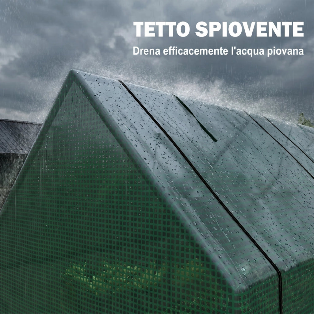 Serra da Giardino a Tunnel in PE per Piante e Fiori con Bordi Allungati e Porte a Cerniera, 270x90x90 cm, Verde scuro