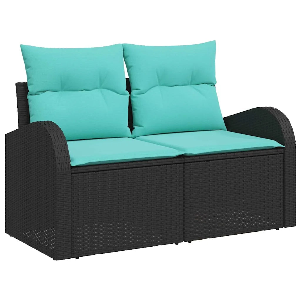 Set Divano da Giardino 8 pcs Nero e Turchese polyrattan 3354635