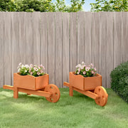 Fioriere a Carriola 2 pz 47x15x19 cm Legno Massello di Abete 364228