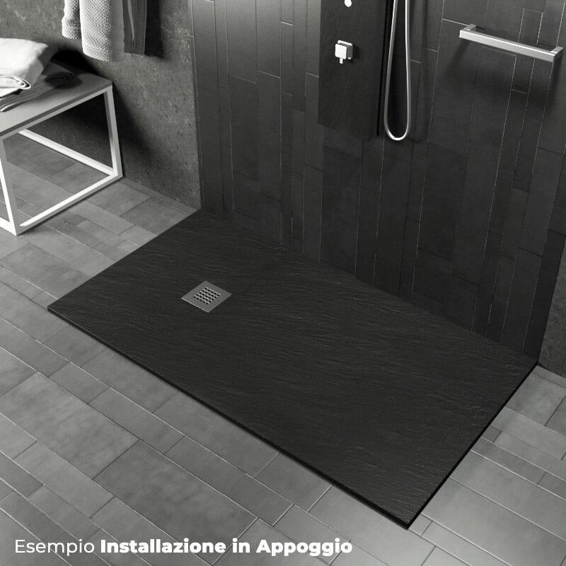 Piatto Doccia in Pietra 90x200 cm Pedrinelli Ardesia Stone Side Antracite