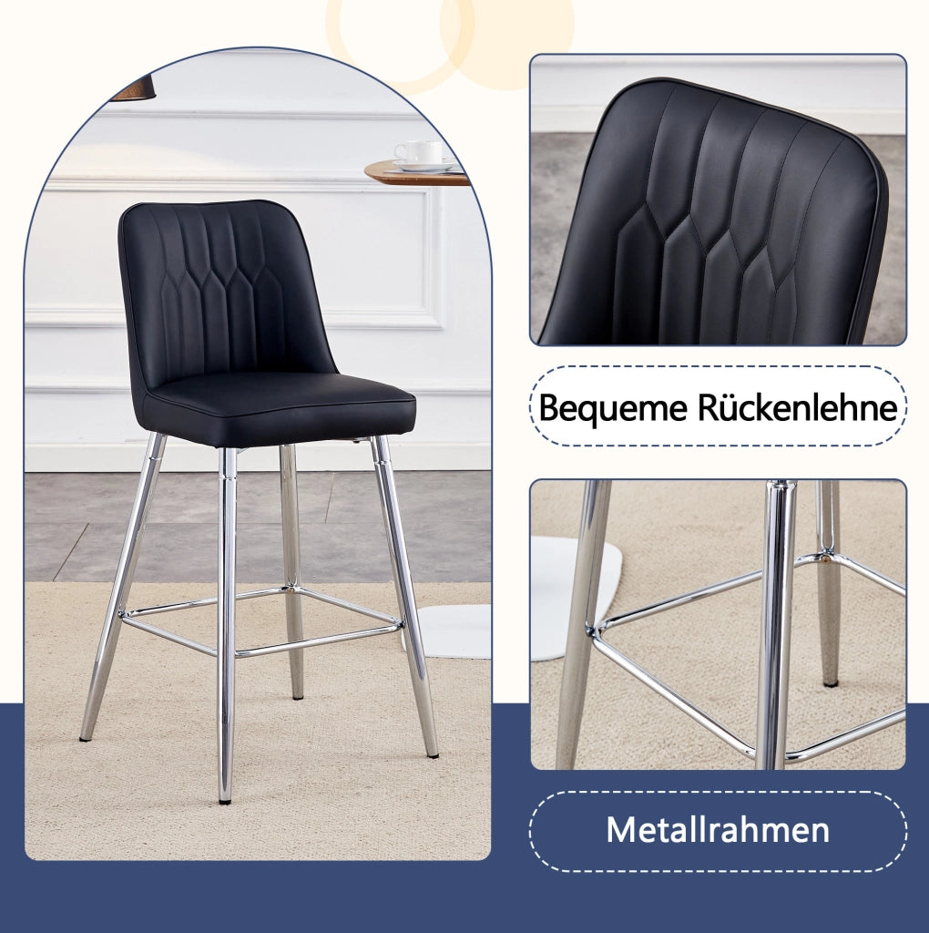 SGABELLO DA BAR Set da 2 pezzi 100 cm PU nero/metallo argento