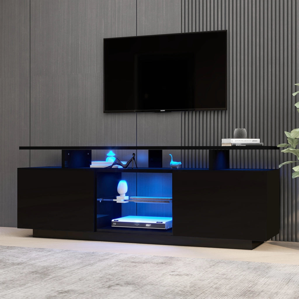 Mobile porta televisore nero 140 cm con illuminazione LED
