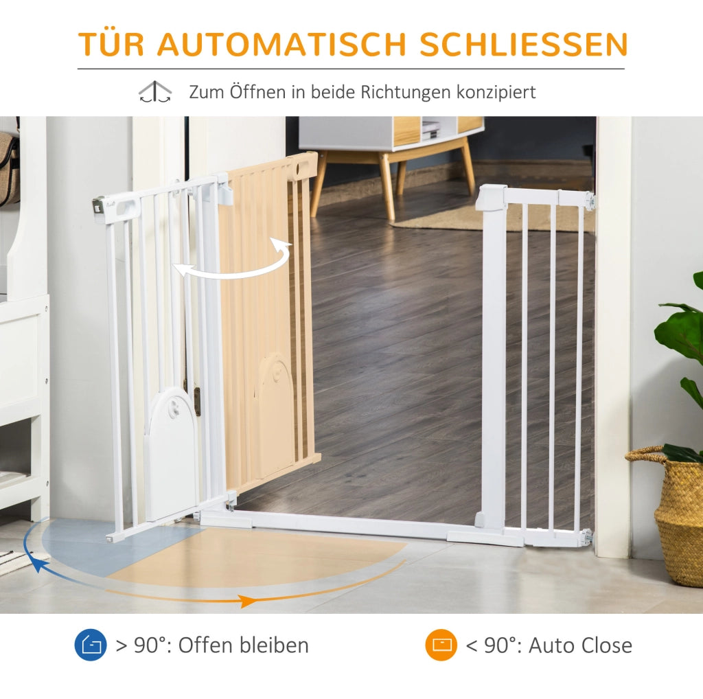Barriera di sicurezza per porte e scale 75-131 cm in metallo bianco e ABS