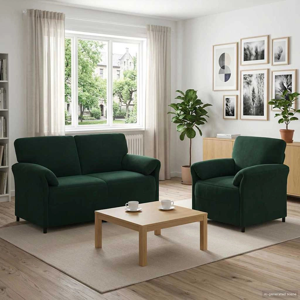 Set di divani 2 pz Verde Scuro Velluto 3424901