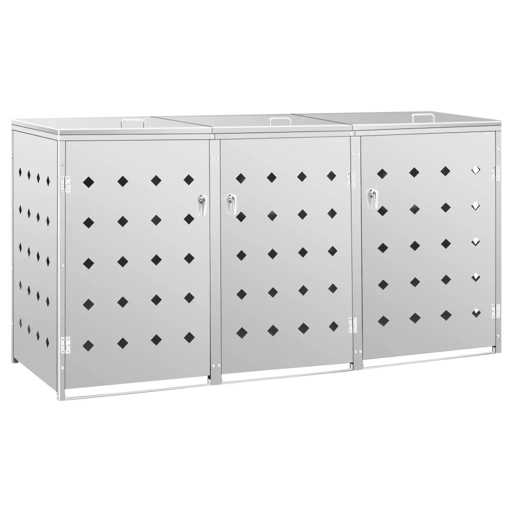 Copribidone per Spazzatura Triplo 240 L in Acciaio Inossidabile 145381