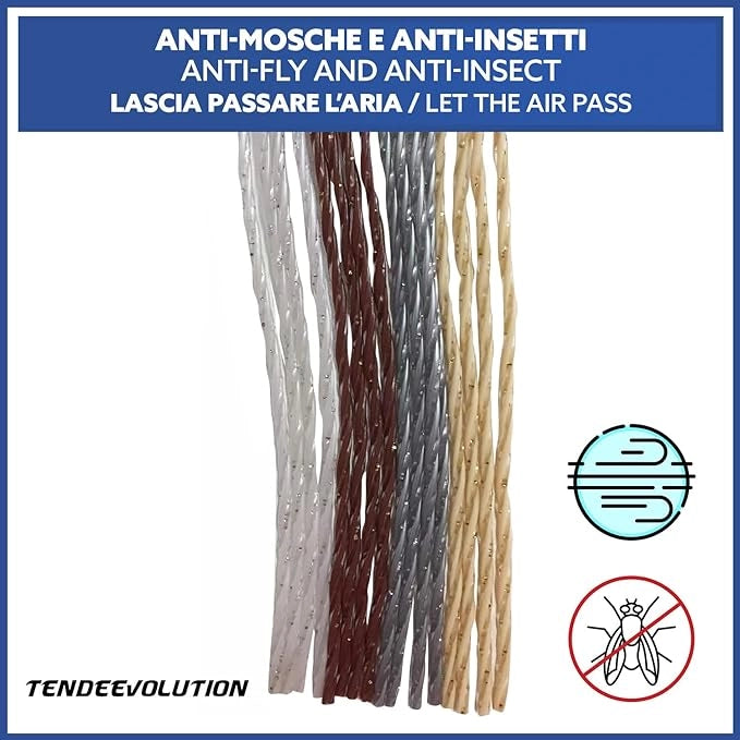 Tenda Antimosche Modello GLIT PIENO in PVC, Plastica Bianco | Largh. 1m x Alt. 2,20m | Protezione Insetti, Porta, Esterno, Interno