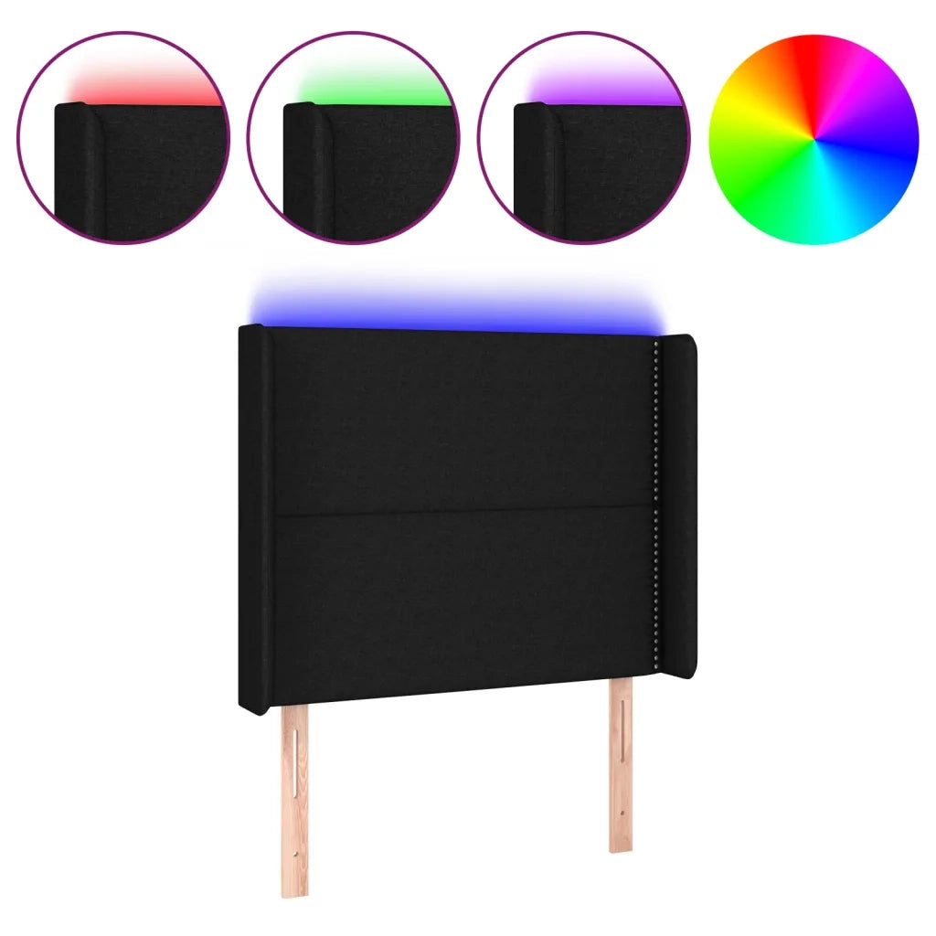 Testiera a LED-Testata con LED Nera 103x16x118/128 cm in Tessuto 506924