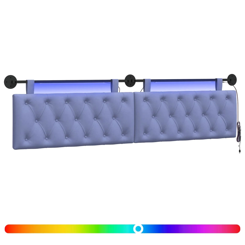 Testiera | Testata sospesa Con luce LED Blu jeans Tessuto