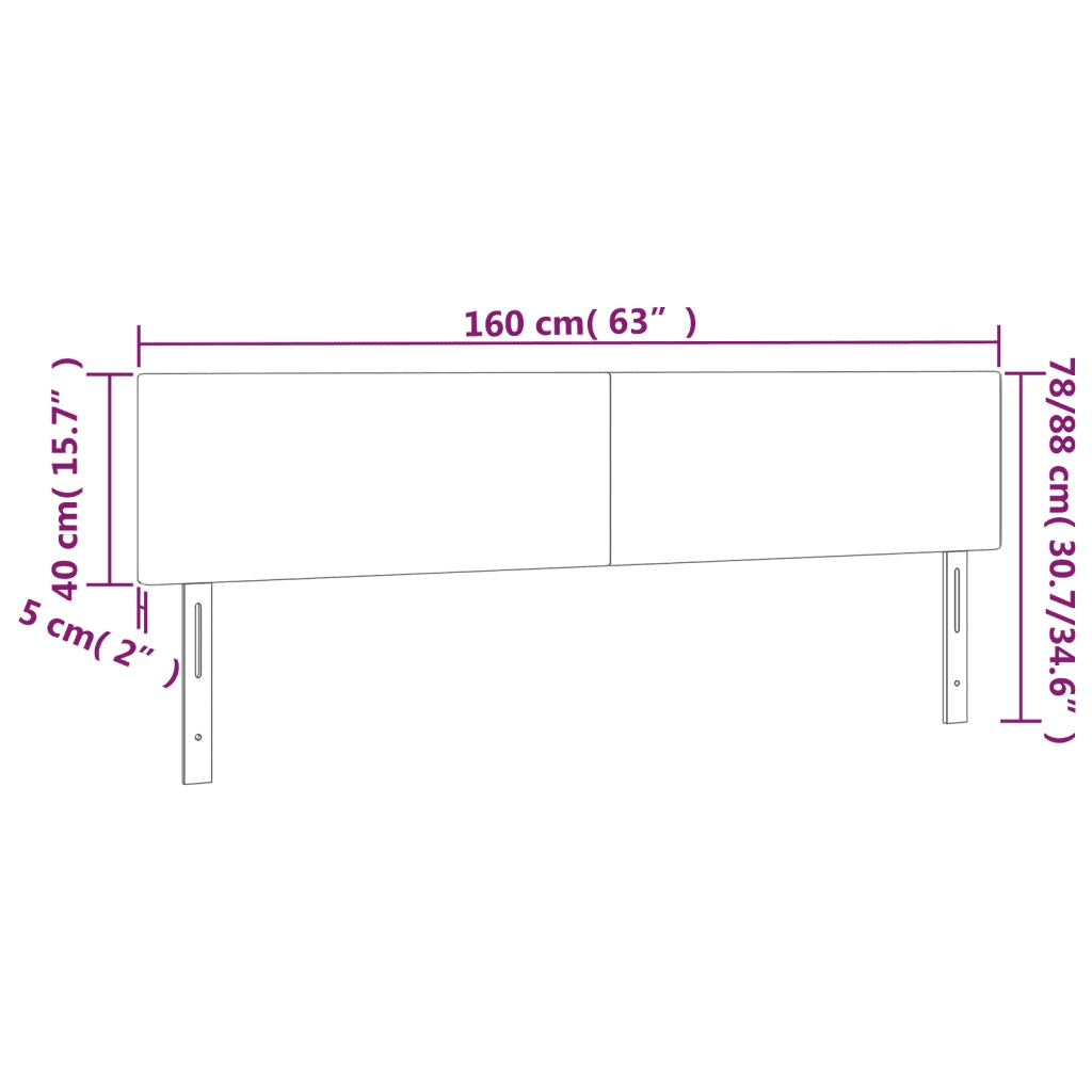 Testiera a LED-Testata con LED Rosa 160x5x78/88 cm in Velluto 968191