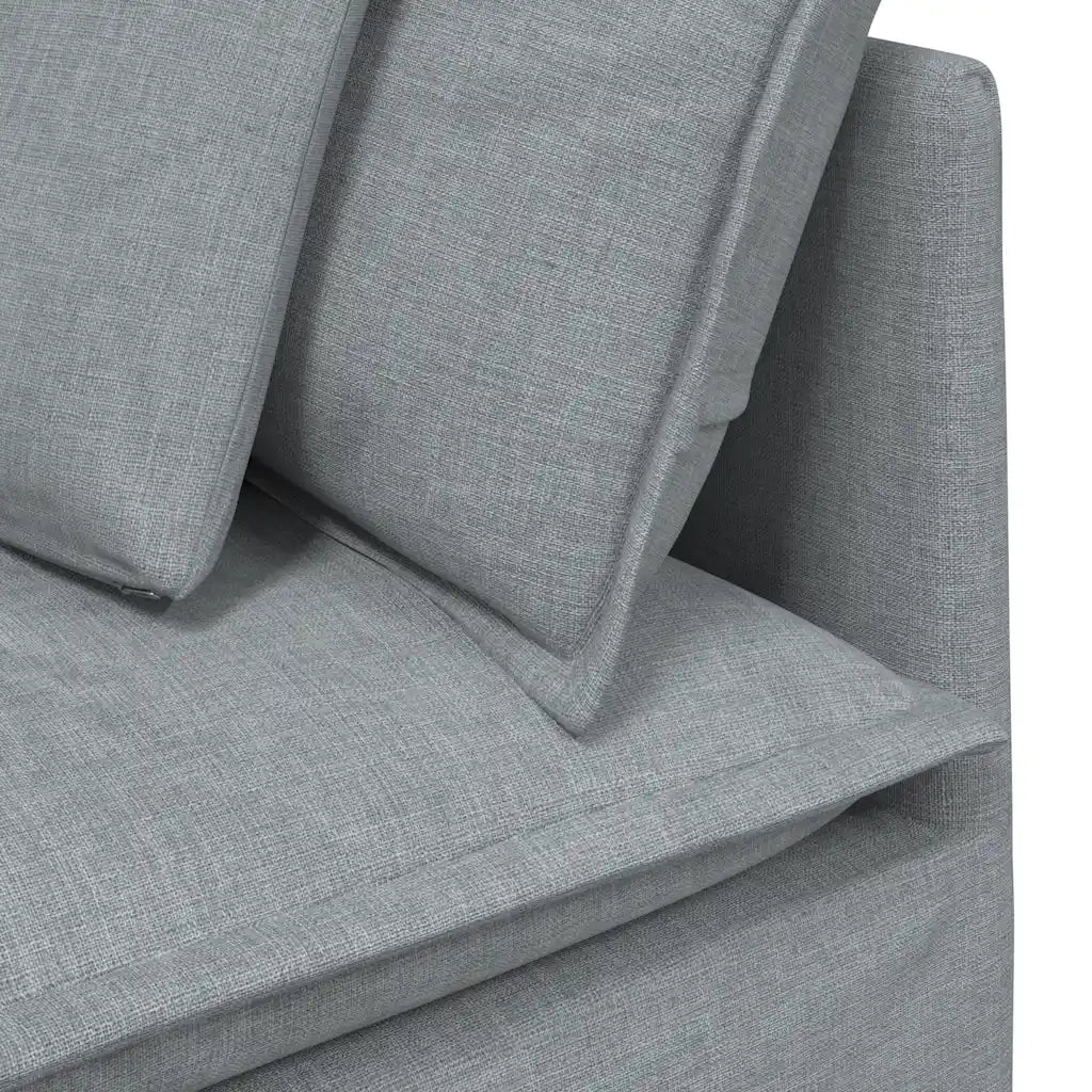Divano Modulare con Poggiapiedi e Cuscini Tessuto Grigio Chiaro 3321177
