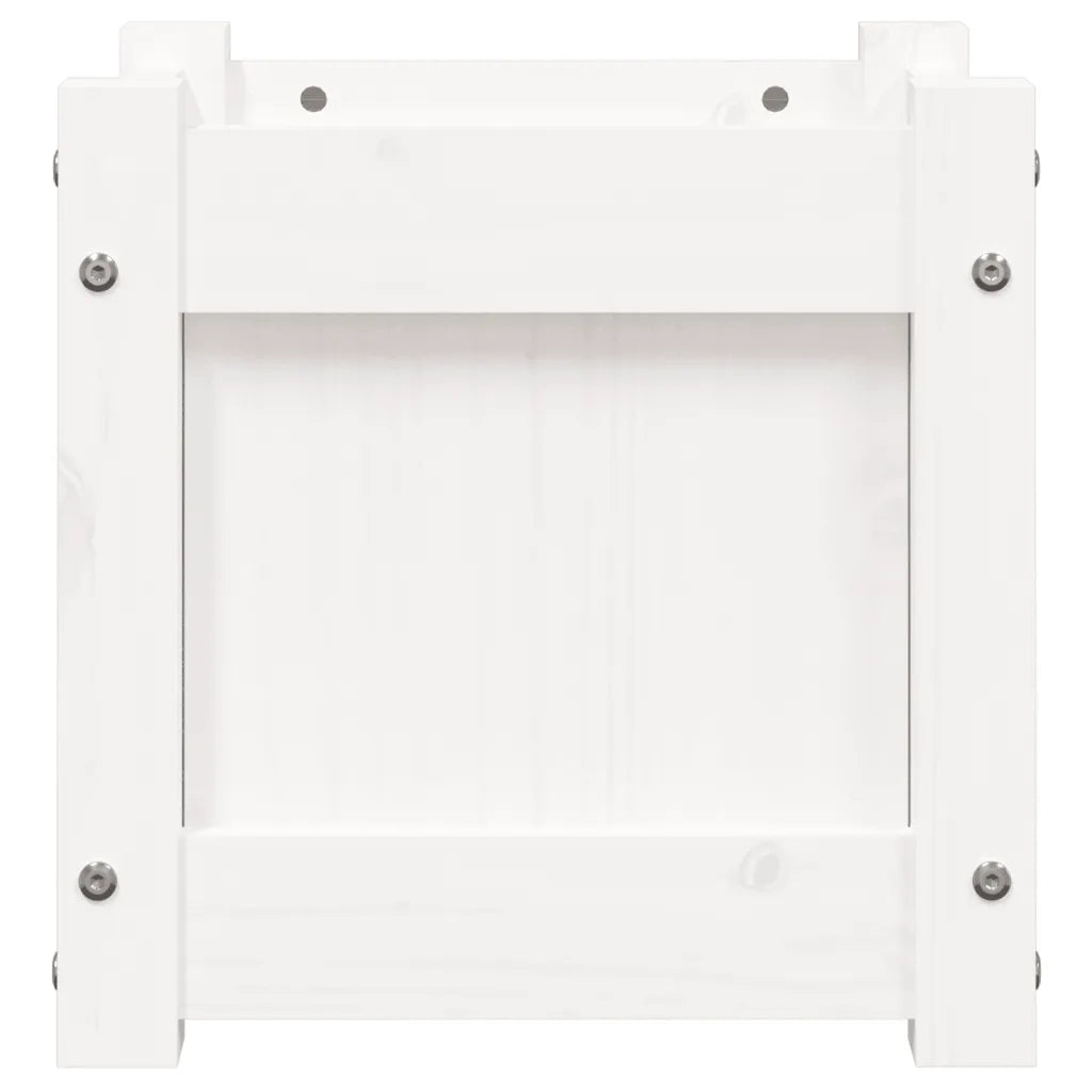 Fioriera | Cassetta per fiori | Vaso da Giardino Bianca 31x31x31 cm Legno Massello di Pino