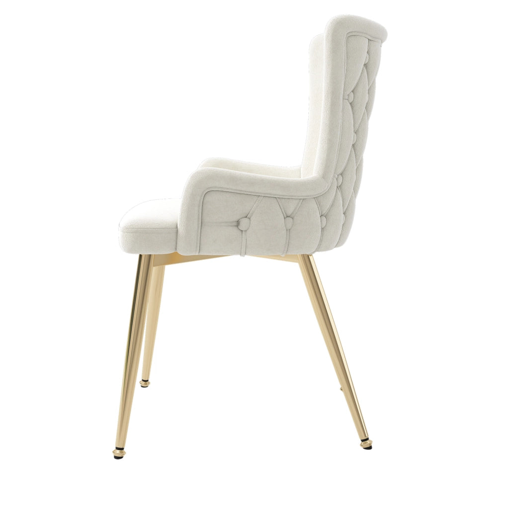SEDIA da pranzo in velluto beige Set da 4 pezzi con gambe in metallo