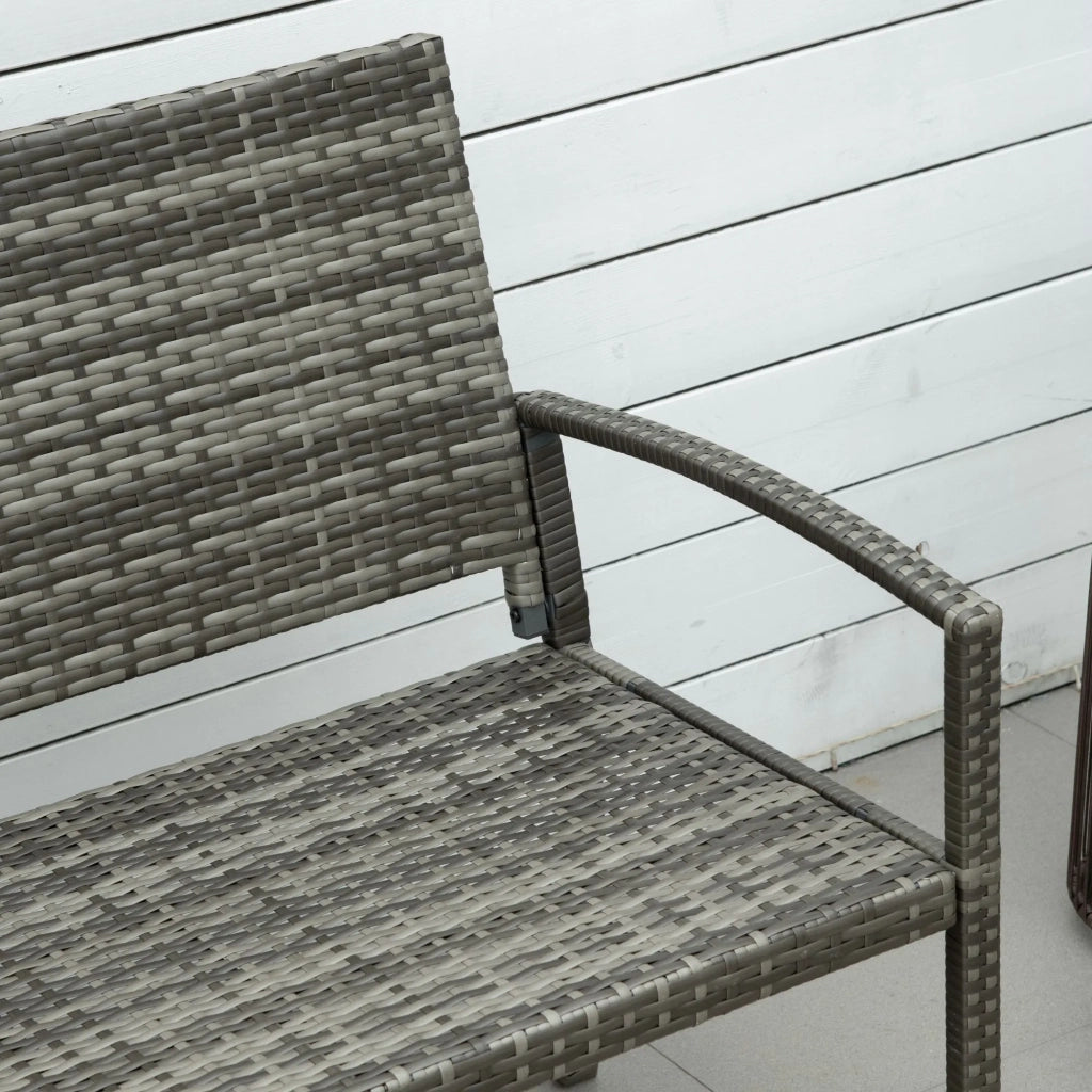 Panca da giardino in rattan sintetico con struttura in acciaio, per 2 persone, colore grigio, portata fino a 320 kg