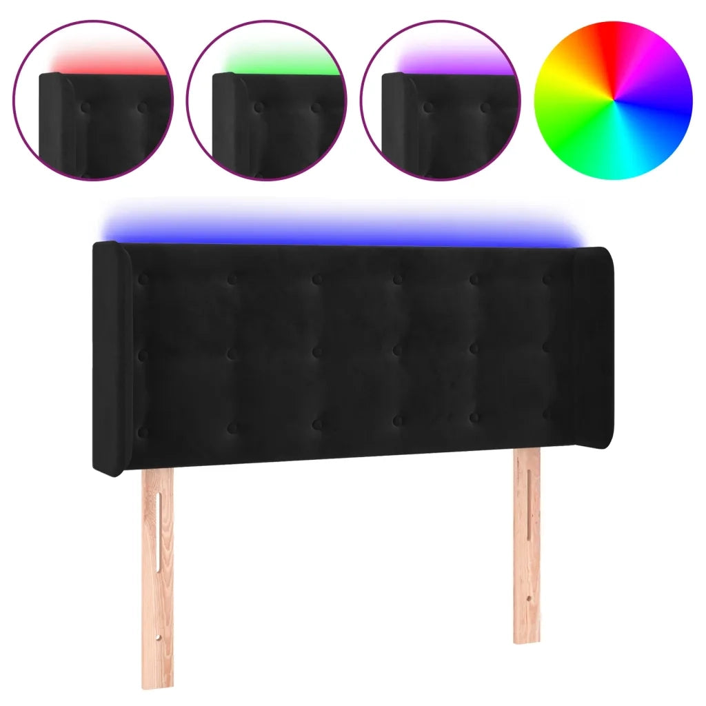 Testiera a LED-Testata con LED Nera 83x16x78/88 cm in Velluto 372647