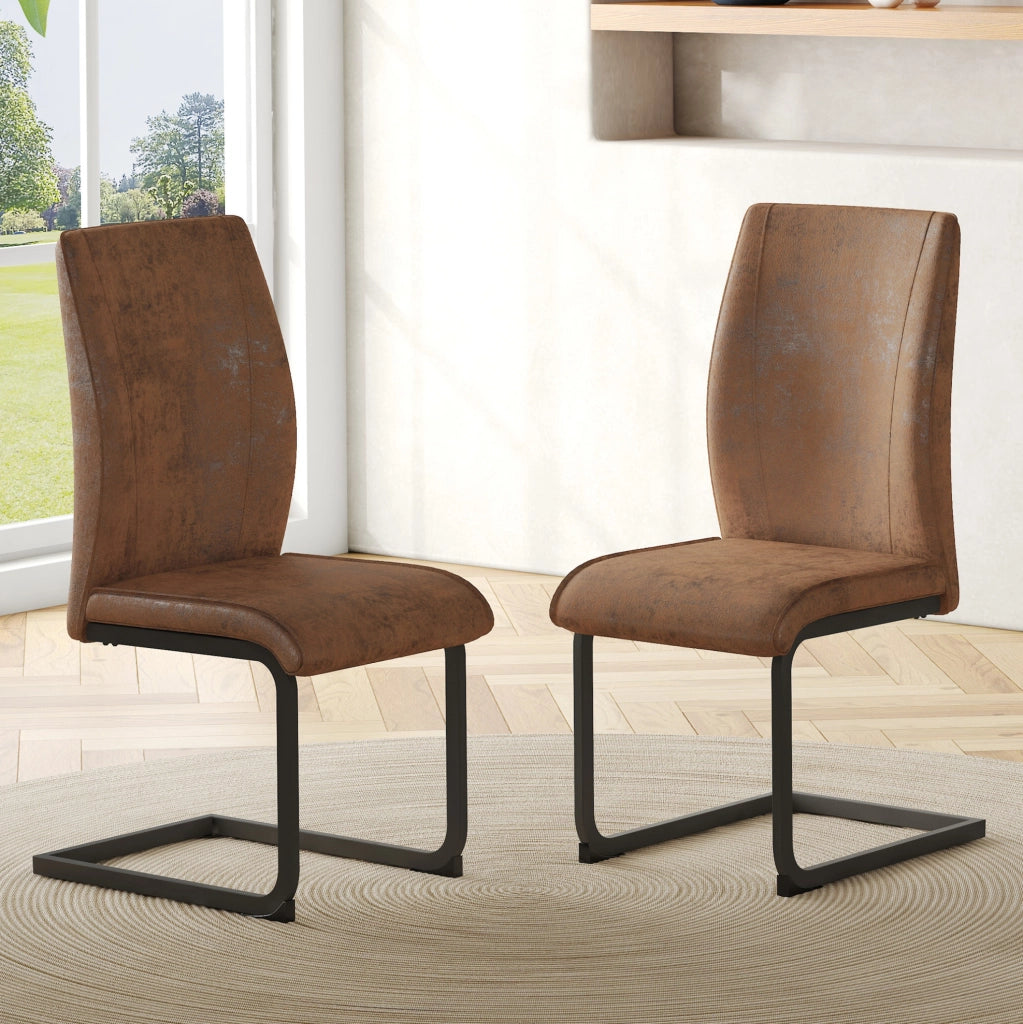 Sedia da pranzo marrone in tessuto tecnico con struttura in metallo