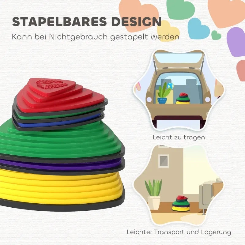 Set 6 Sgabelli Impilabili, Design Antiscivolo, per Interni ed Esterni, Multicolore