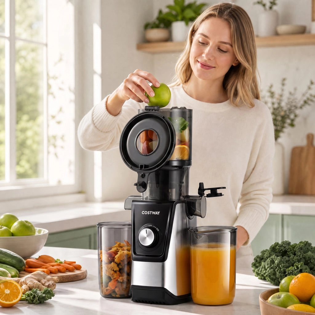 Estrattore frutta e verdura 160w con ampia apertura da 11 cm, Estrattore di succo silenzioso con 99% nutrienti preservati funzione inversa