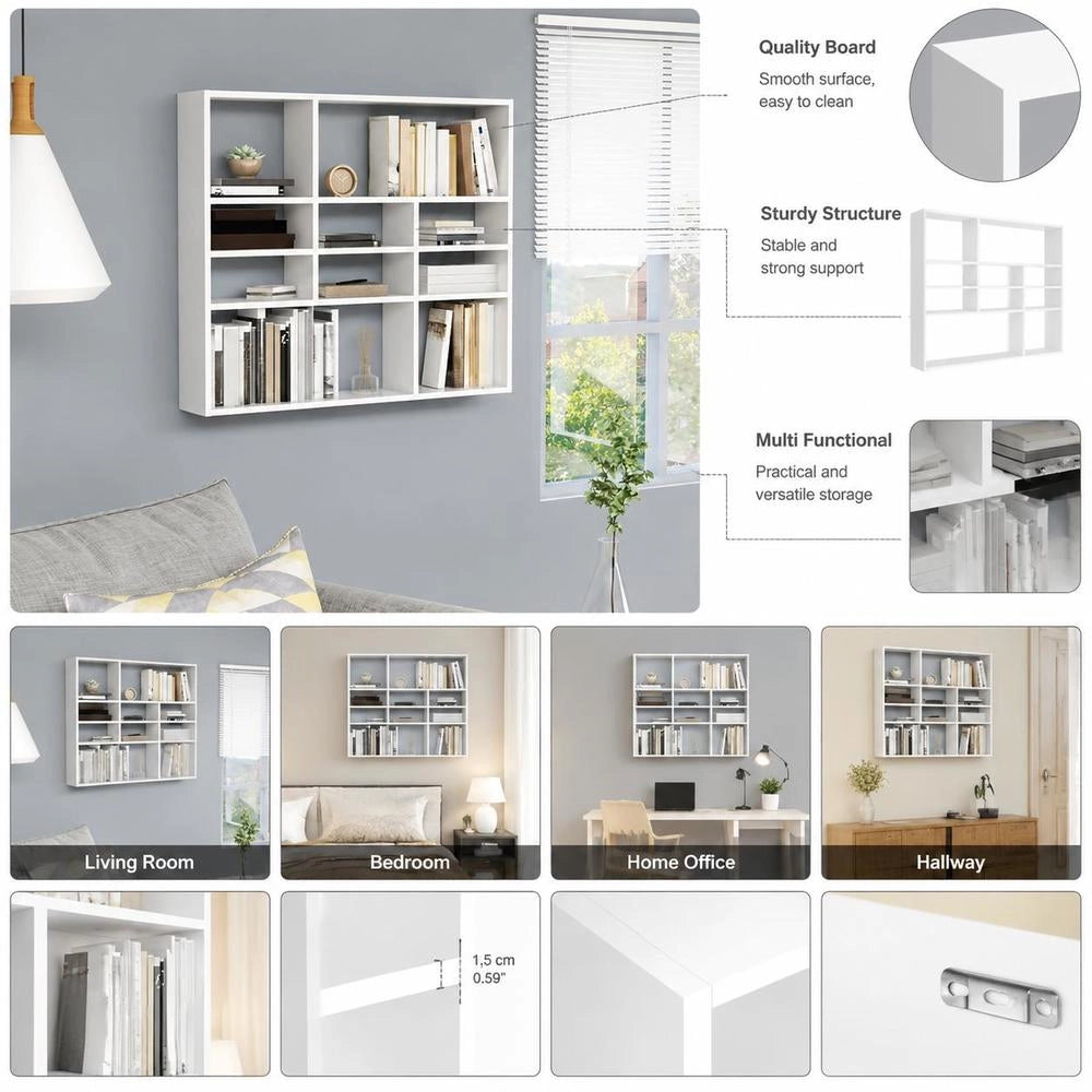 Wall Shelf White 90x16x78 Cm Wood Composite