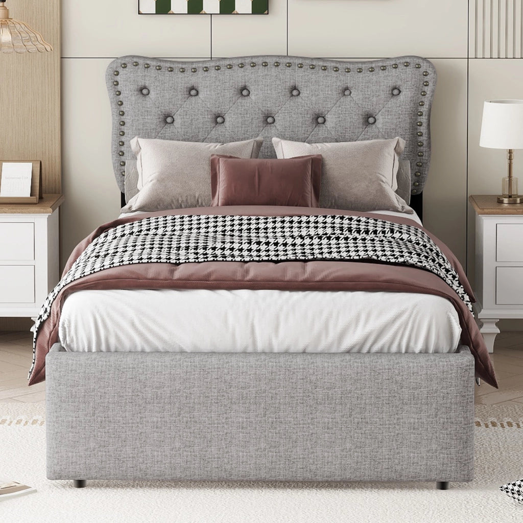 Letto Imbottito con Cassetti ¨C MINIMAL ¨C Grigio 90x200