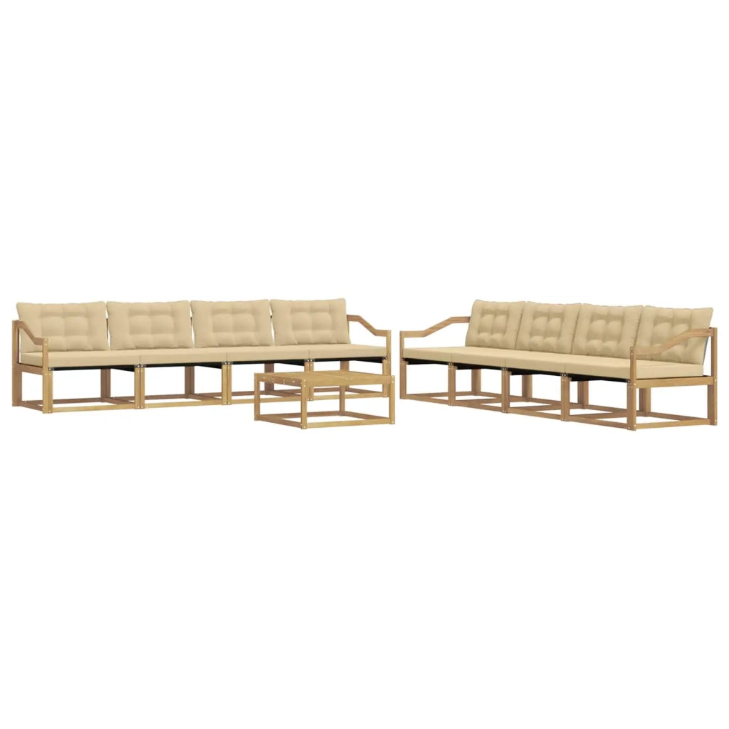Set di divani da esterno 9 pz Bianco e Beige 3388551