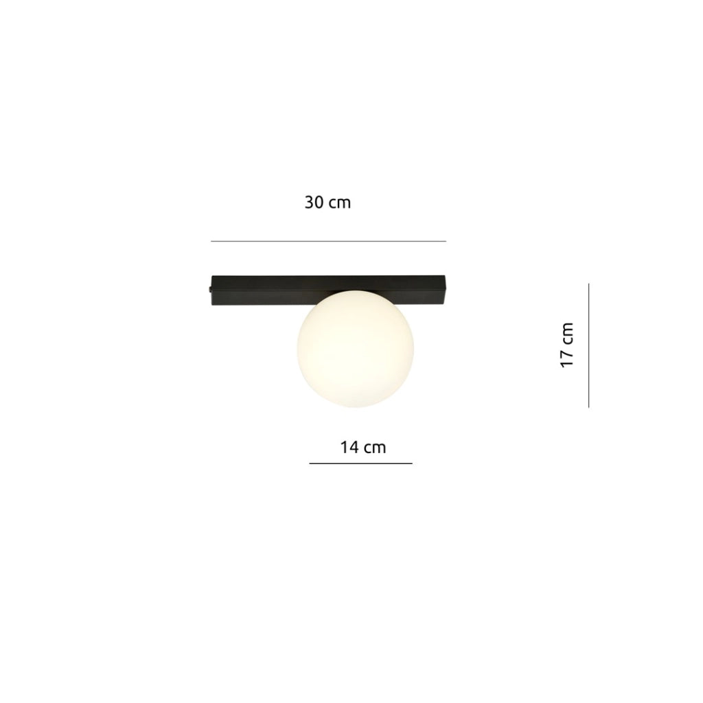 Plafoniera Emibig FIT 1 E14 metallo nero/opalina 30cm