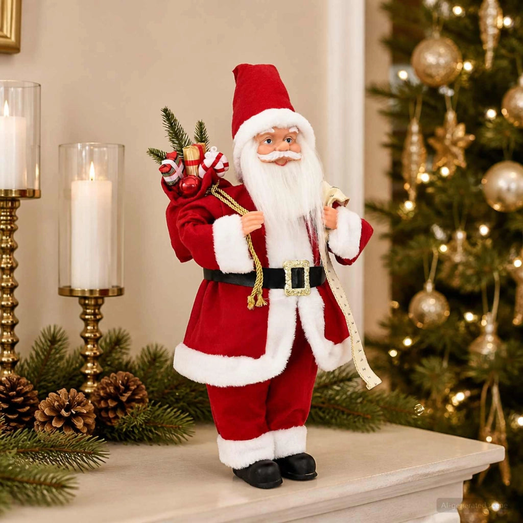 Statuetta di Babbo Natale Rosso 30 cm Poliestere 42050765