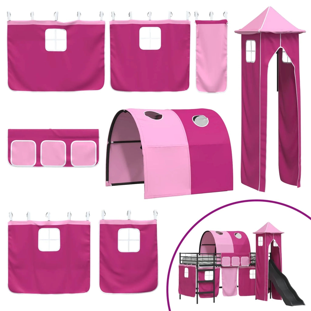 Struttura del letto loft per bambini Nero e rosa 79,5 x 200 cm
