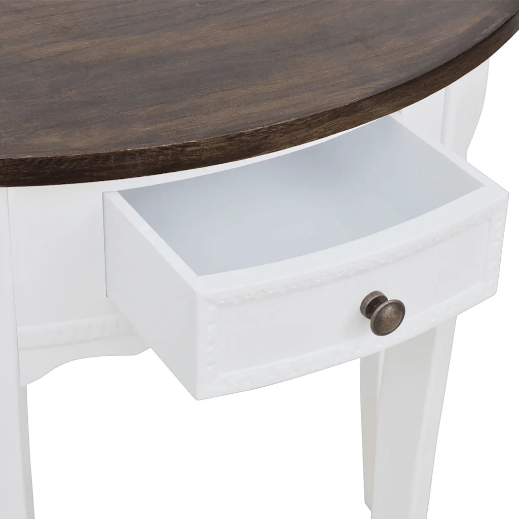 Table console avec tiroir et dessus de table marron Demi-ronde