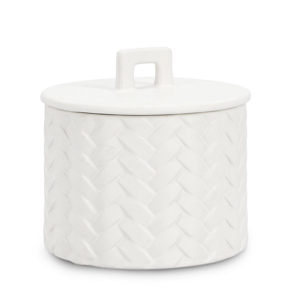 Candela con Coperchio Ø14,5x14 cm in Ceramina Twine Bianco