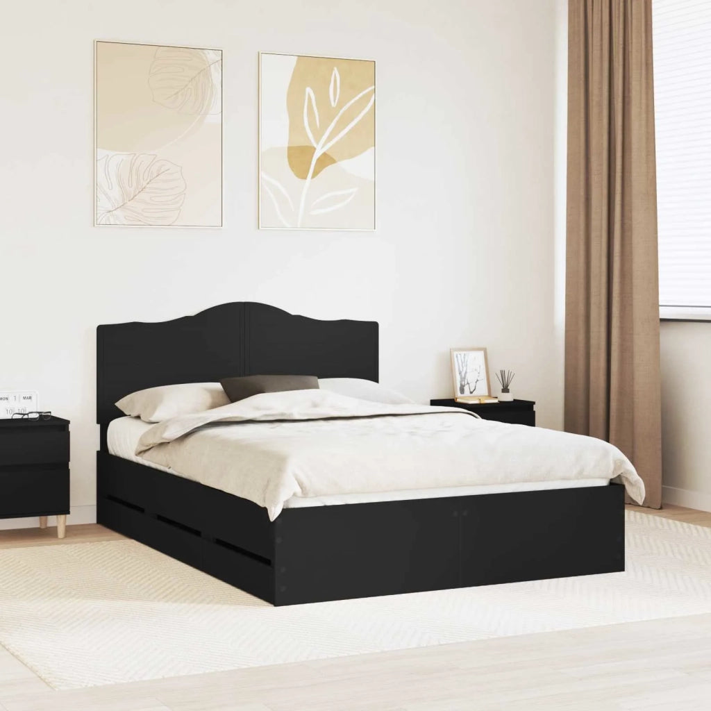 Letto matrimoniale | Letto per adulti | Struttura del letto Nero 150 x 200 cm Legno Ingegnerizzato