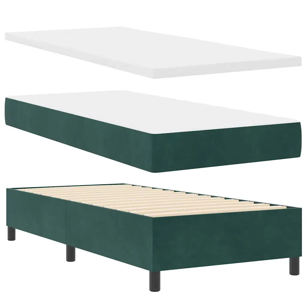 Letto a molle con materasso Verde Scuro 190 x 90 cm Velluto 3340907