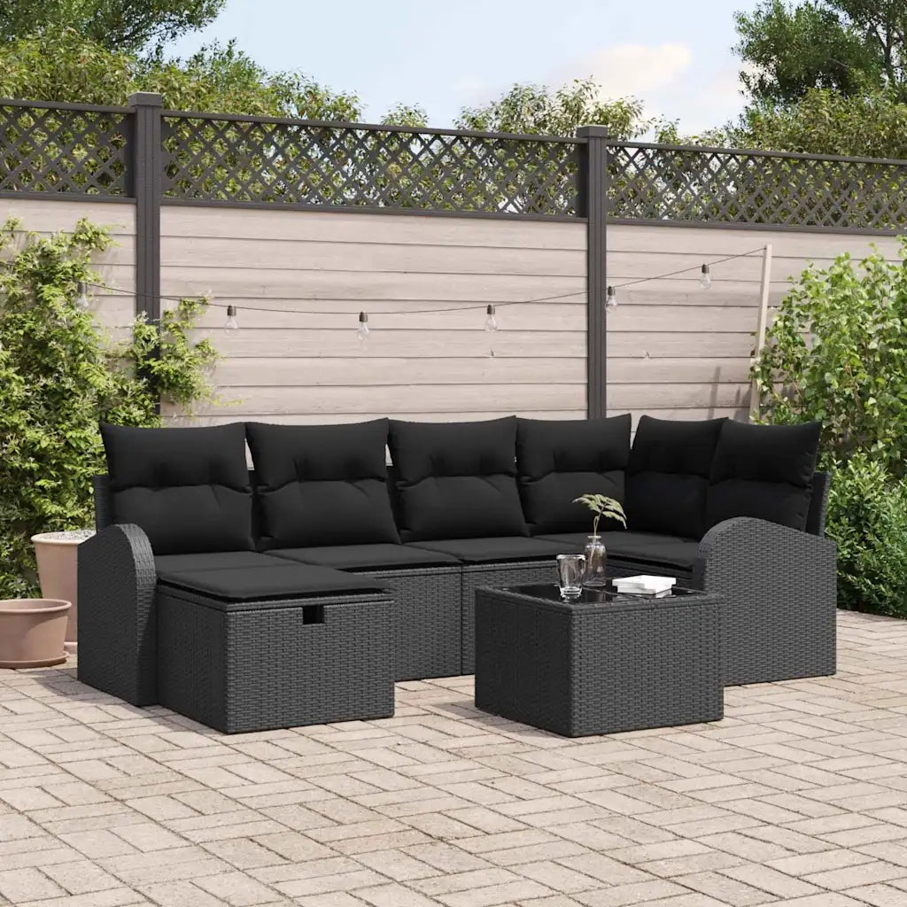 Set Divano da Giardino 7 pcs Nero 234 x 124 x 85 cm Poly Rattan 3359092