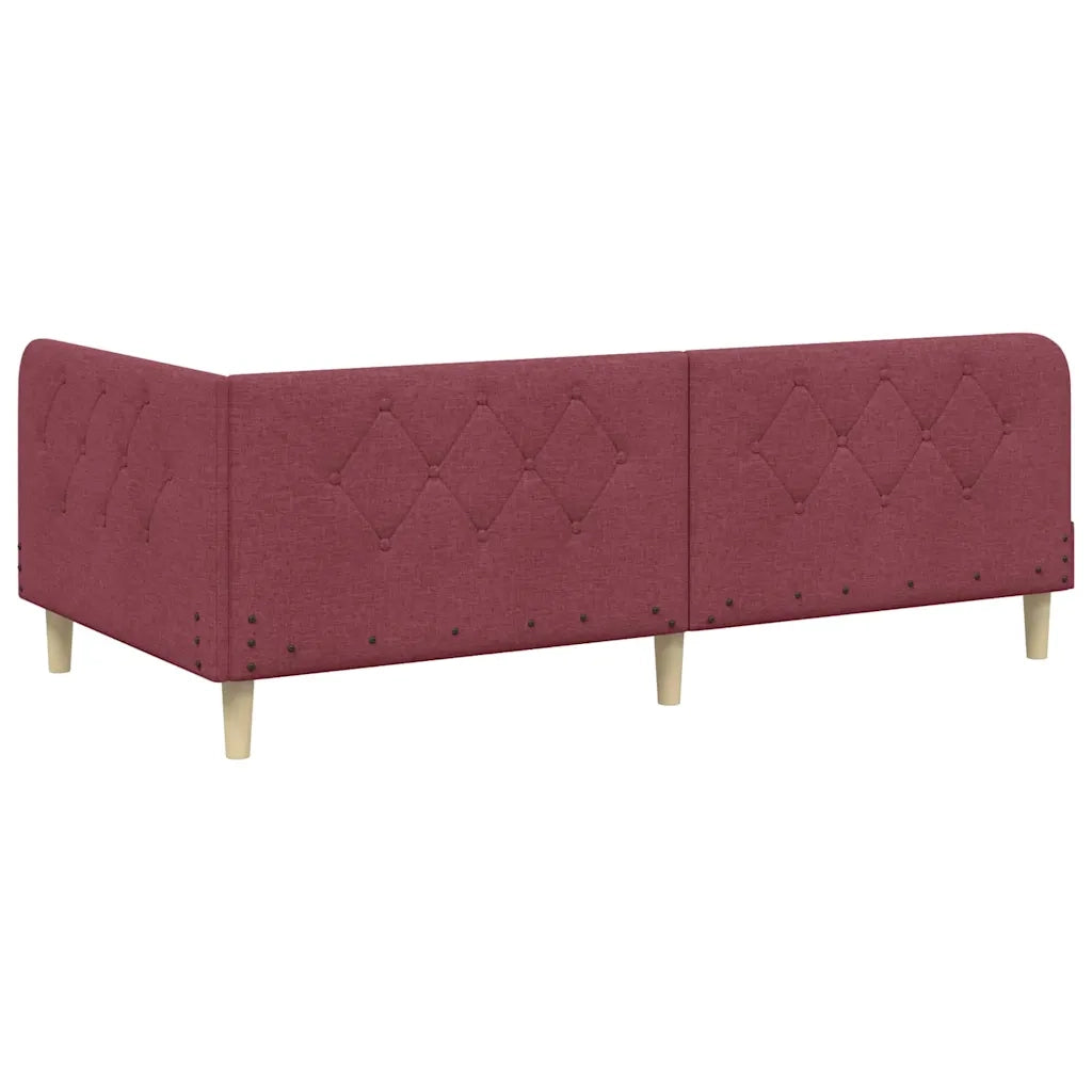 Cornice del letto ad angolo Rosso Vino 100 x 200 cm Tessuto