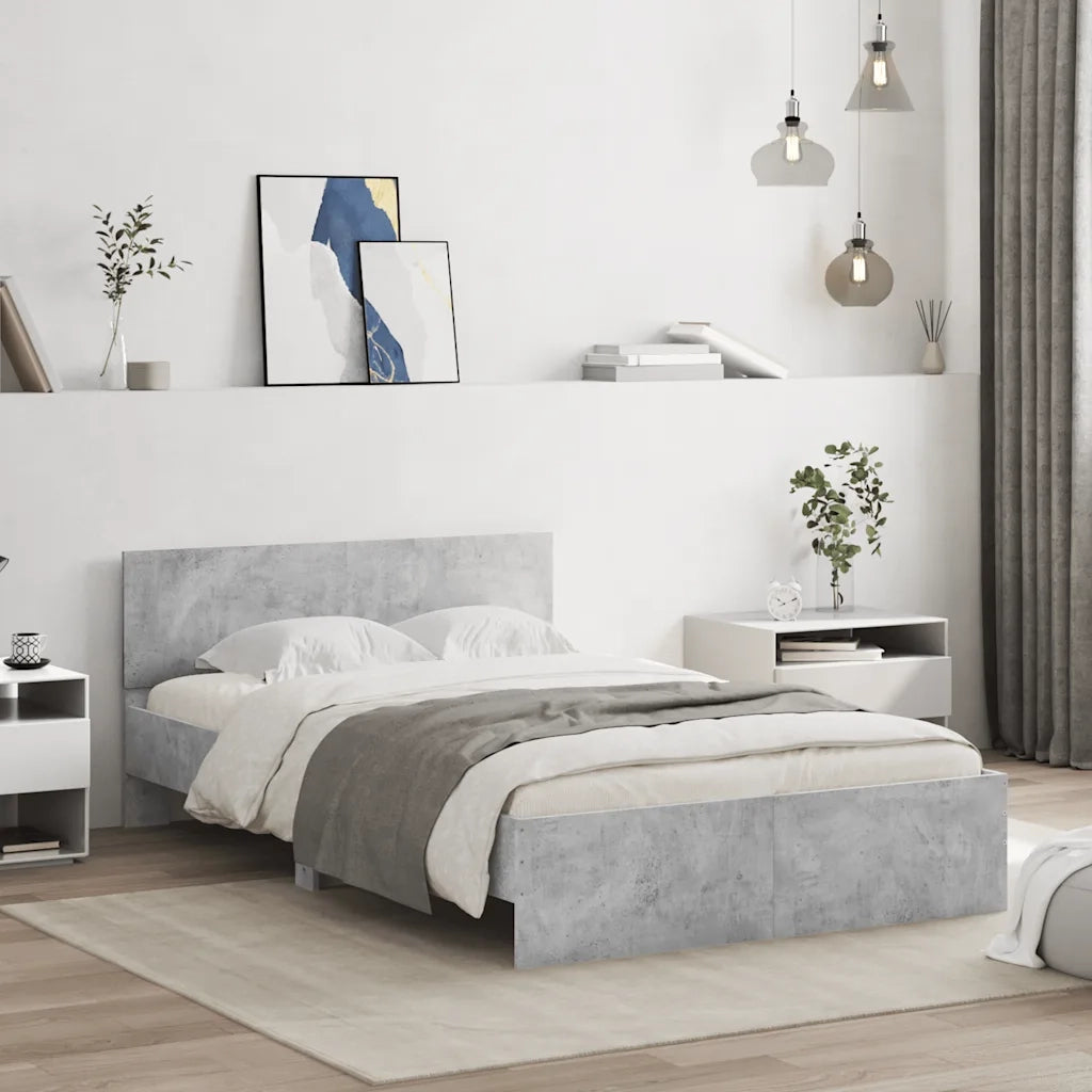 Giroletto con Testiera e LED Grigio Cemento 120x190 cm 3207640