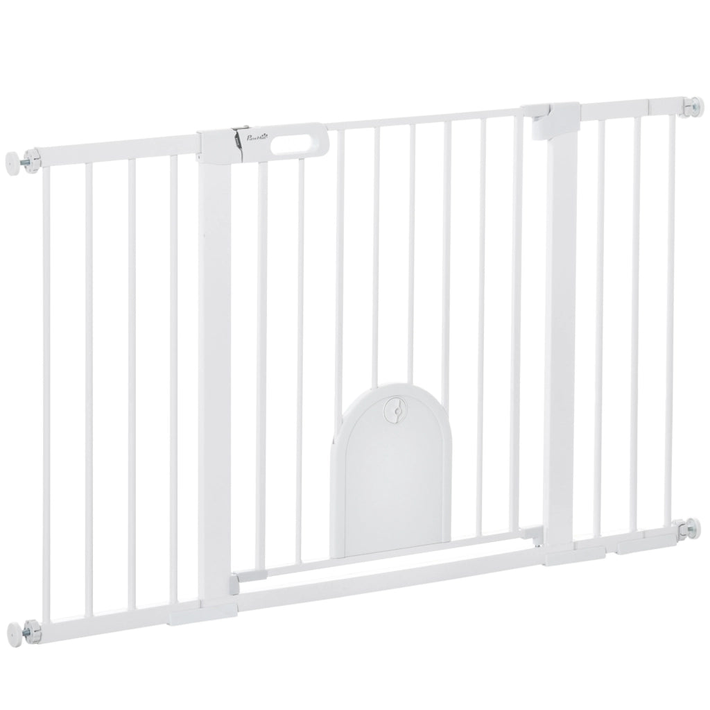 Barriera di sicurezza per porte e scale 75-131 cm in metallo bianco e ABS