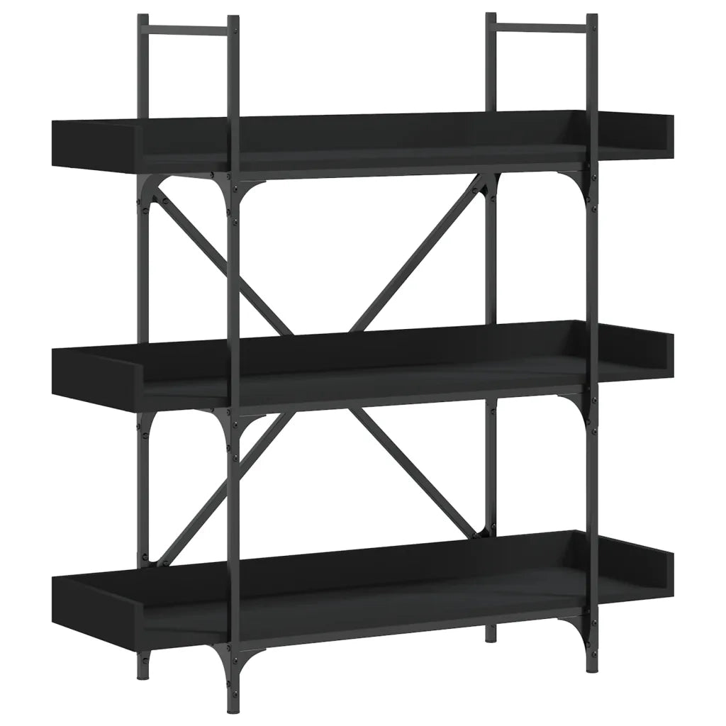 Libreria a 3 Ripiani-Scaffale per Libri-Mobile di Stoccaggio Nera 100x33x108,5 cm in Legno Multistrato