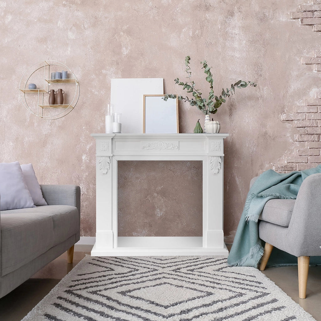 Truman - Cornice per Camino 121x108x38 cm Rivestimento Decorativo in Legno MDF Bianco