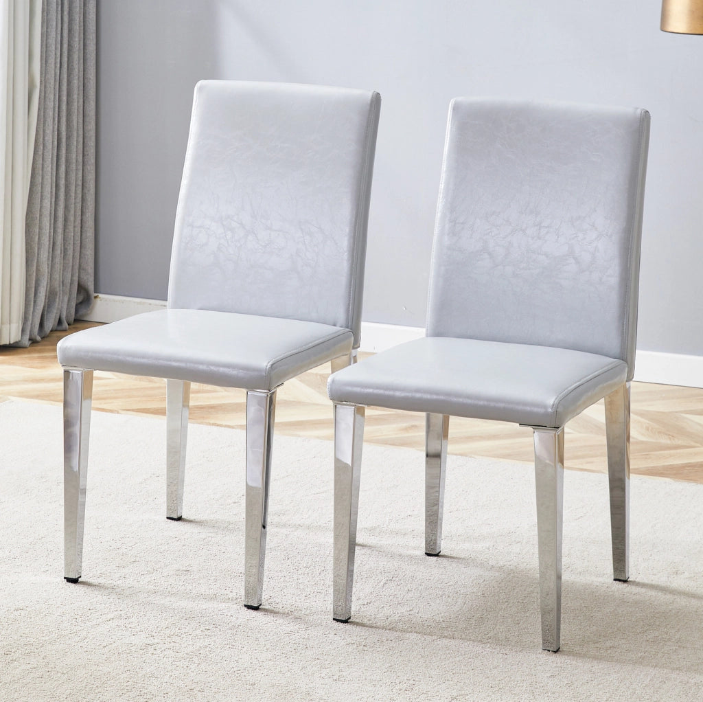 SEDIA da pranzo moderna 90 cm grigio chiaro e argento Set da 2 pezzi