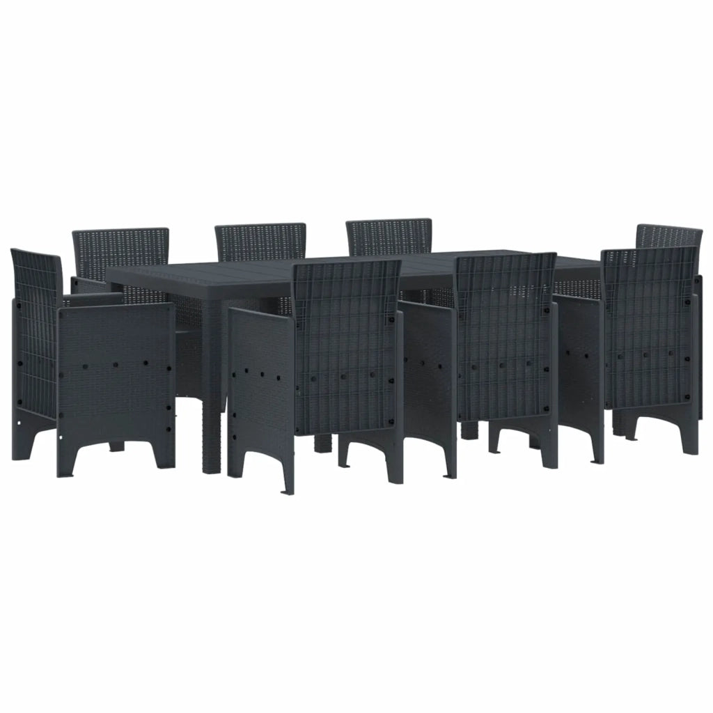 Set da Pranzo per Giardino 9 pcs Antracite Polipropilene