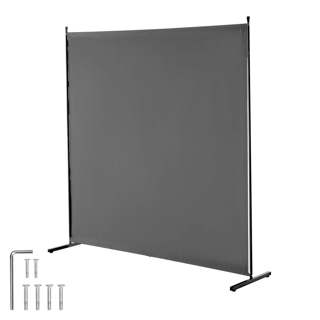 Schermo Divisorio per la Privacy a Pannello Singolo PFDMFGSH02 in Tessuto Oxford e Ferro Grigio 1810 x 1815 x 500 mm per Casa e Ufficio