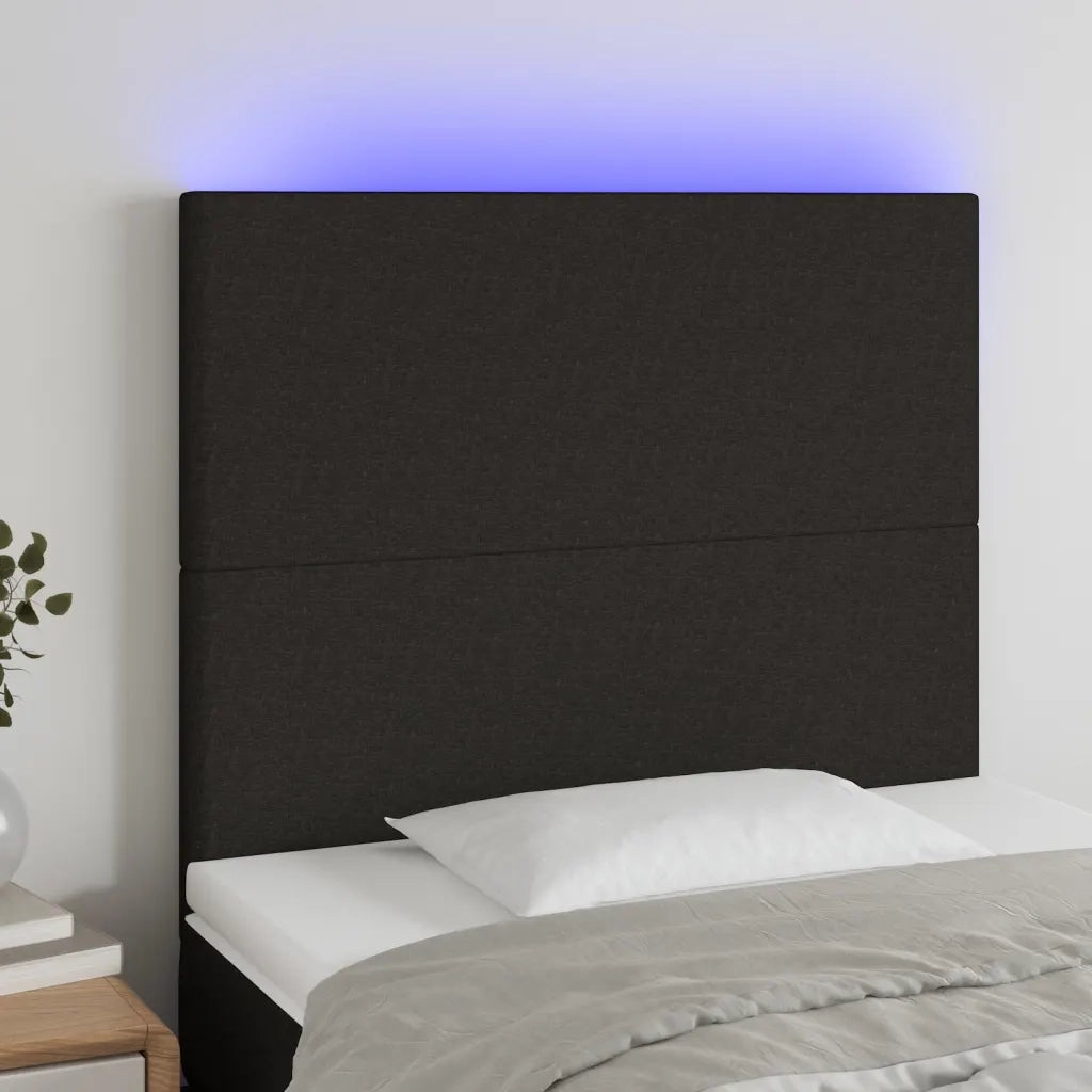 Testiera | Testata a LED nero 90x5x118/128 cm in Tessuto