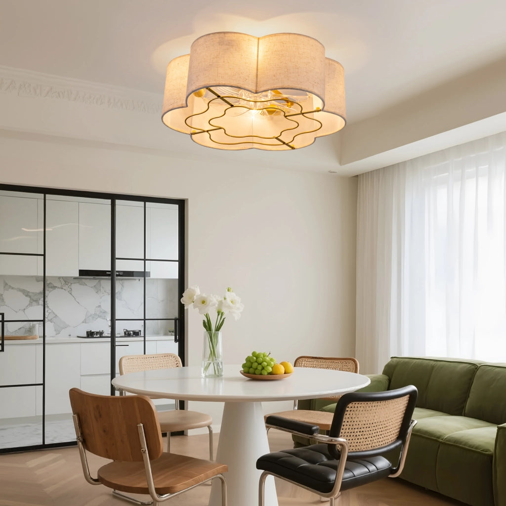 Ventilatore da soffitto con illuminazione controllo tramite app Bluetooth e telecomando in tessuto e plastica rame