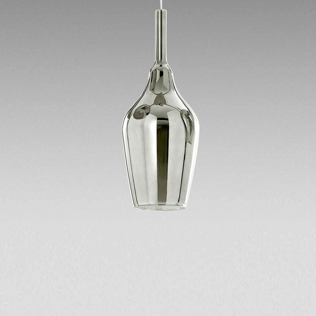 Ofelia S/12 Mini Lampada a Sospensione in Vetro Borosilicato Cromo Specchiato con Attacco G9 e Cavo 3 metri per Interni - Gealuce